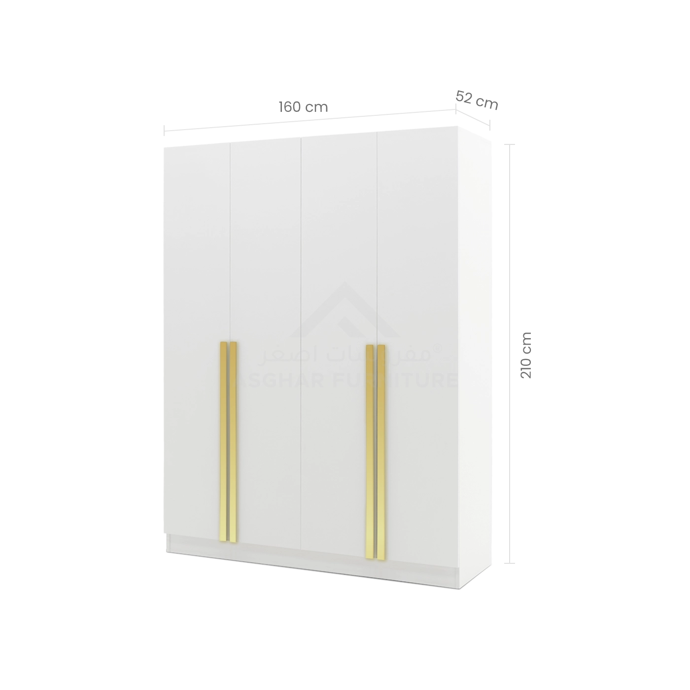 Alcea 4-Door Wardrobe - Golden Handle - Image 5