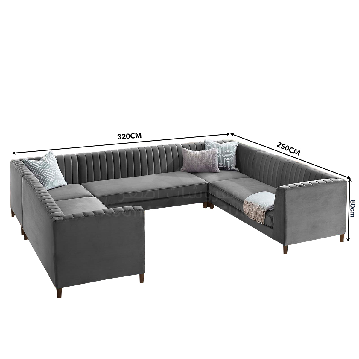 Blues Tufted U Shape Sofa - Image 4