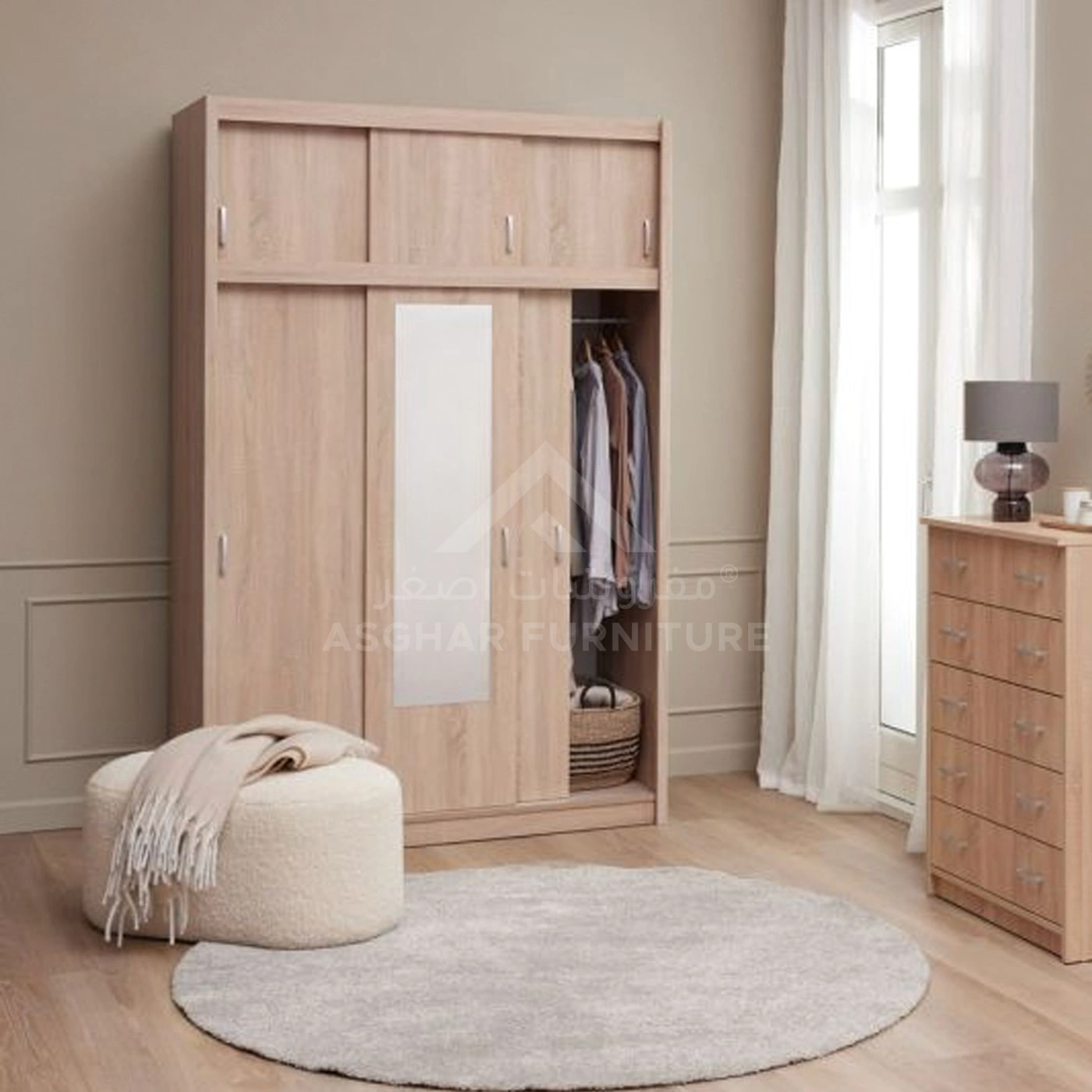 Coral Mirror Wardrobe