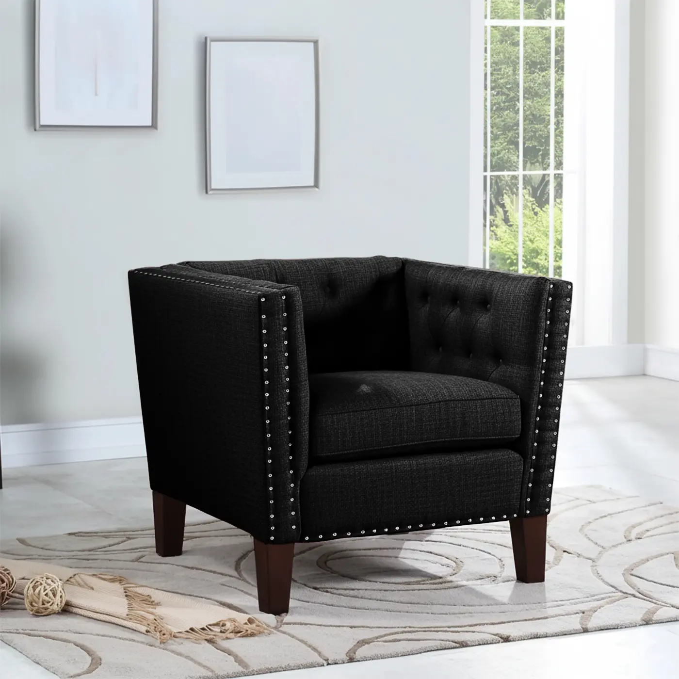 Tufted Nailhead Arm Chair - Image 2