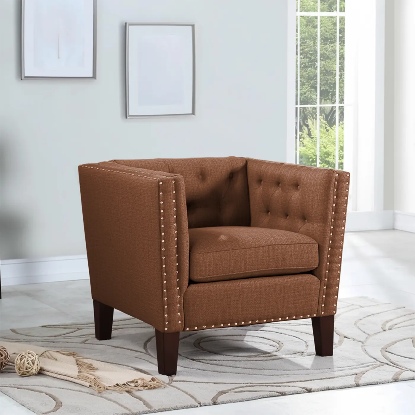 Tufted Nailhead Arm Chair - Image 3